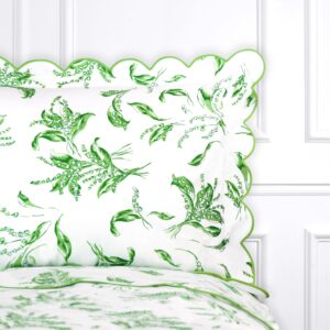 D. Porthault Boudoir Sham in Muguet (Lily of the Valley) Green