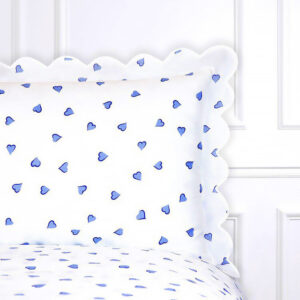 D. Porthault King Set of Sheets in Coeurs Blue