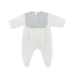 La Stupenderia White and Blue Vichy Romper