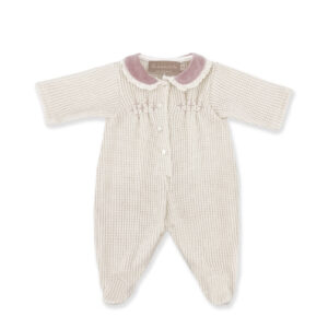 La Stupenderia White Knitted Romper with Pink Embroidery