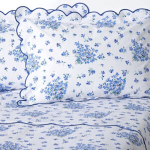 D. Porthault Queen Set of Sheets in Violettes Blue