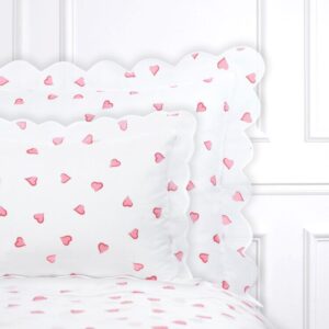D. Porthault Queen Set of Sheets in Coeurs Pink