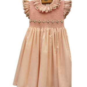 Anichini Pink Cotton Dress Smocked with White Daisies: Size 4 Year