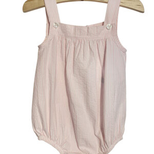 Baroni Girls Pink and White Seersucker Romper