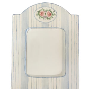 Catherine Kulesh Large Picture Frame Blue Stripe with Rose Bouquet