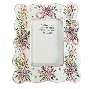Catherine Kulesh Medium Picture Frame with Pink Ribbon and Bouquet