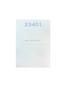 A white notepad with the number "33401" in blue and "THE PRINTERY" printed below.
