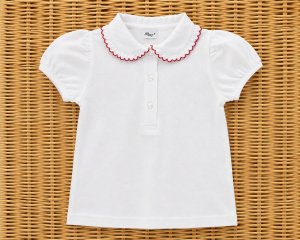 Baroni Girls Polo White with Red