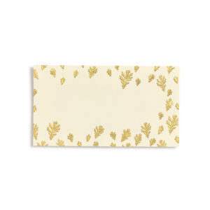 Cream-colored card with gold leaf patterns scattered across the surface.