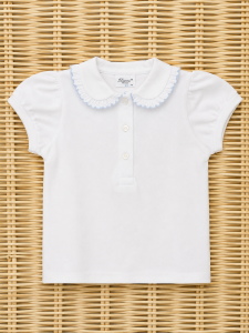 Baroni Girl Polo White and Light Blue