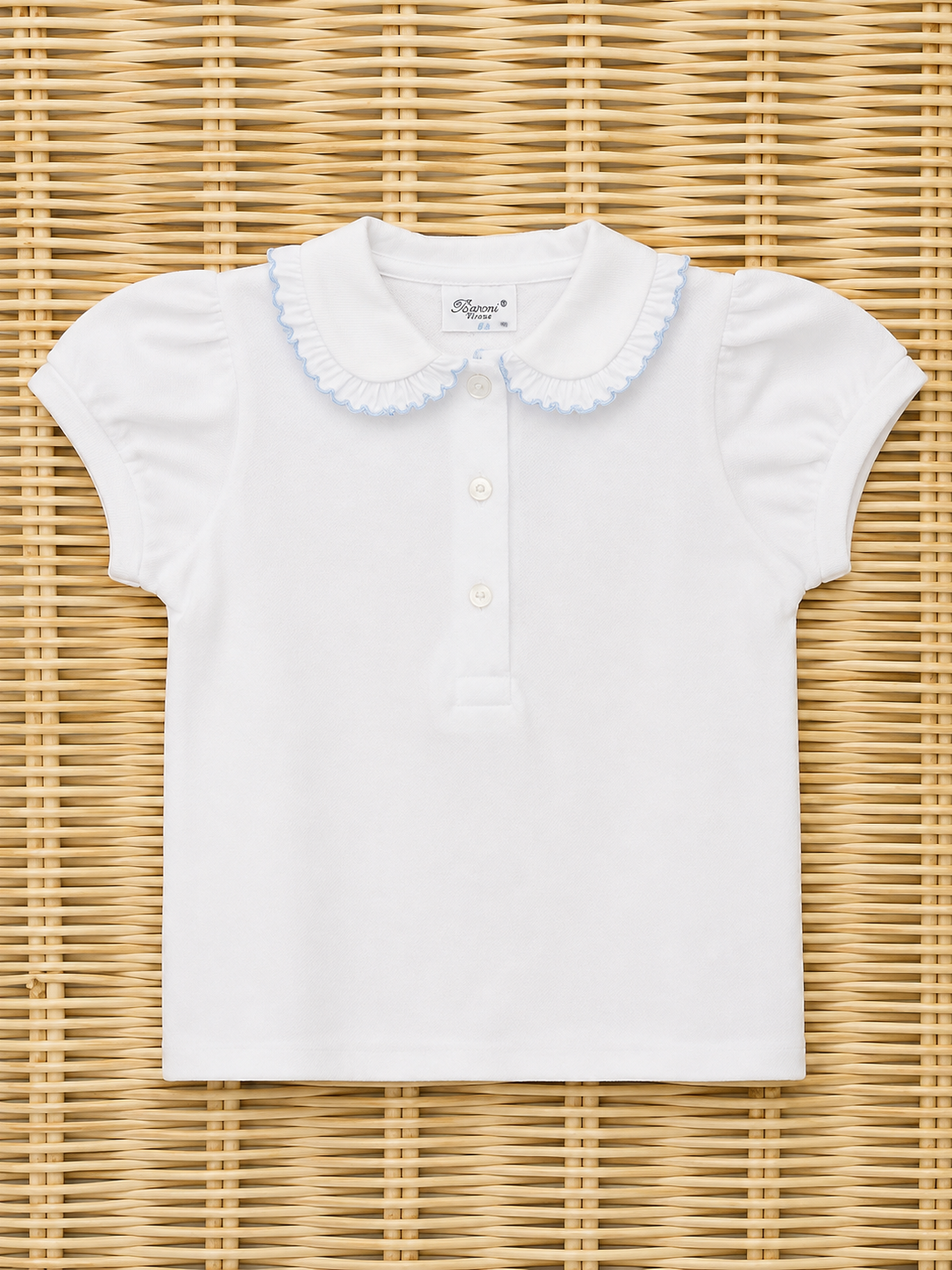 BARONI GIRL POLO WHITE AND LIGHT BLUE