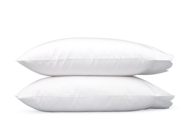 Two white pillows stacked on top of each other.