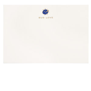 A blank card featuring the text "Bug Love" and a small graphic of a bug.