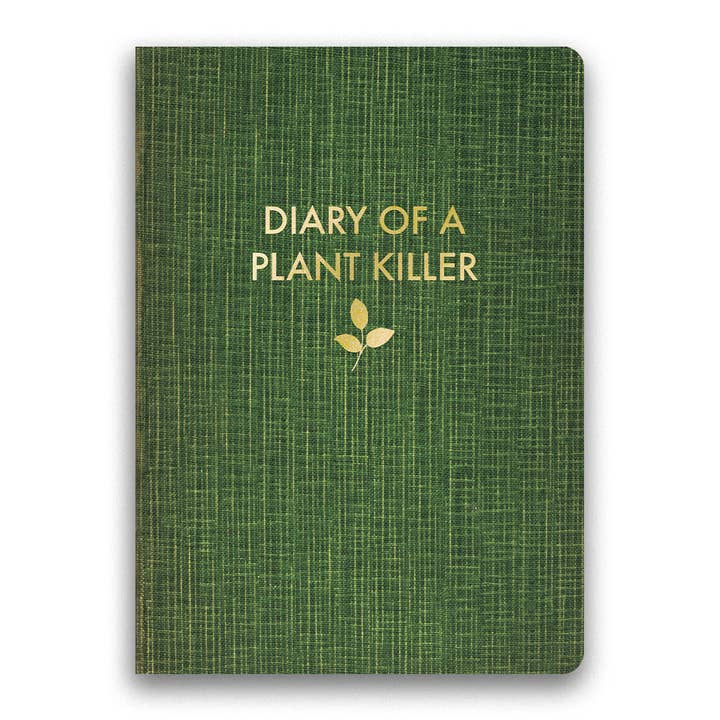Green book cover titled "Diary of a Plant Killer" with a small leaf graphic.