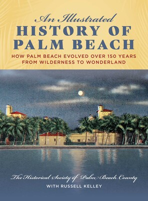 Book cover featuring a scenic view of Palm Beach with palm trees and historical buildings. Title and subtitle displayed prominently.