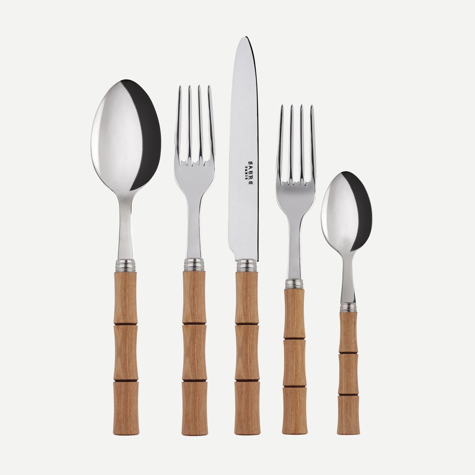 Sabre Bamboo 5 Pieces Cutlery Set - Light Press Wood