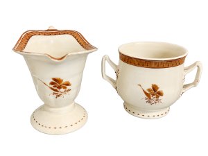 18th Century Chinese Export Creamware Sugar Bowl & Creamer