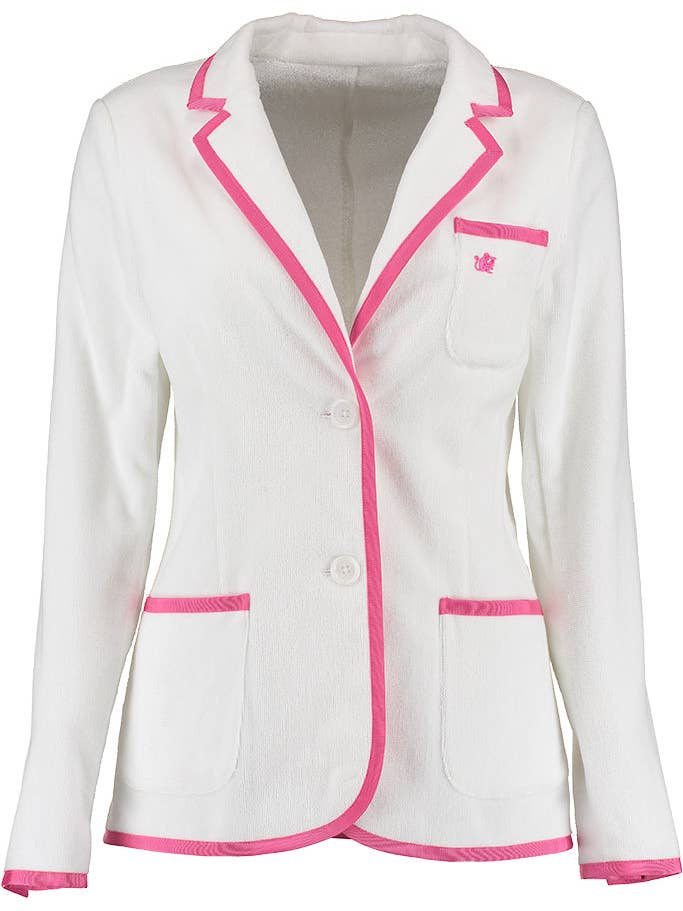 BASK Women's White & Hot Piink Towelling Blazer