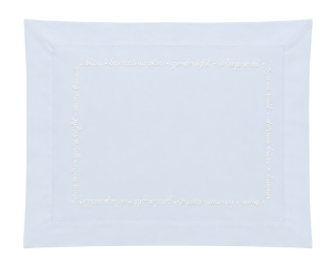"Goodnight" Boudoir Sham - Blue with White Embroidery