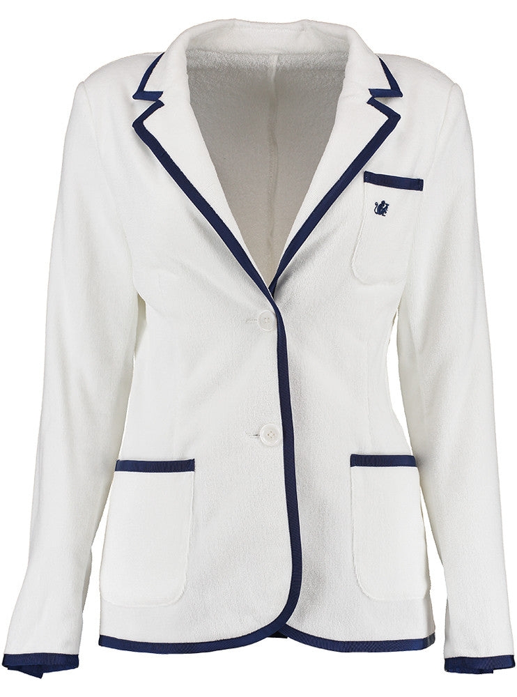 BASK Women's White & Navy Towelling Blazer