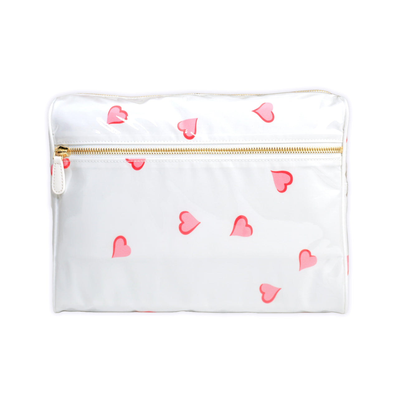 D. Porthault Coeurs Pink Large Vinyl Cosmetic Bag