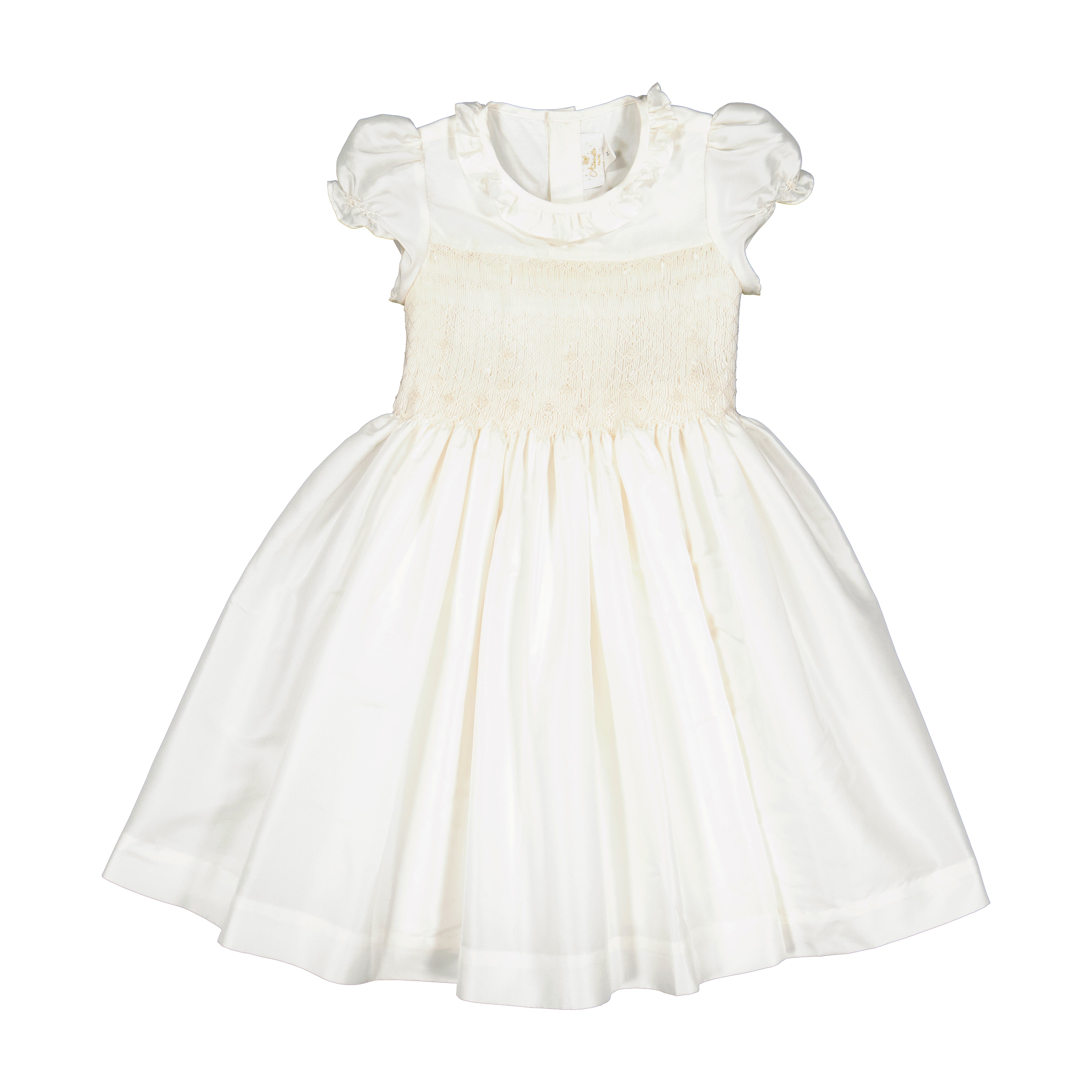 Antoinette Paris Colombe White Silk Ceremony Girl Dress