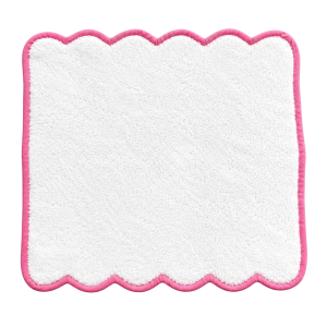 D. Porthault " Solid White/902 Pink" Washcloth