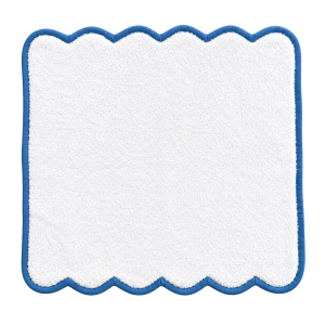 D. Porthault "Solid White/45 Blue" Washcloth