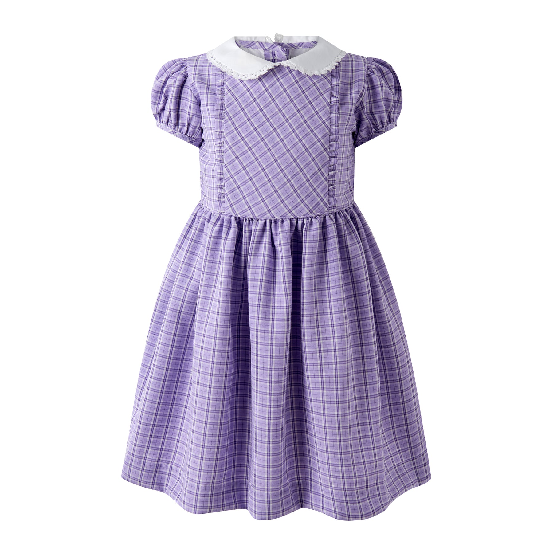 Rachel Riley Purple Check Frill Front Dress