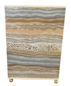 Hand-Painted Wood Wastebasket - Agate Finish