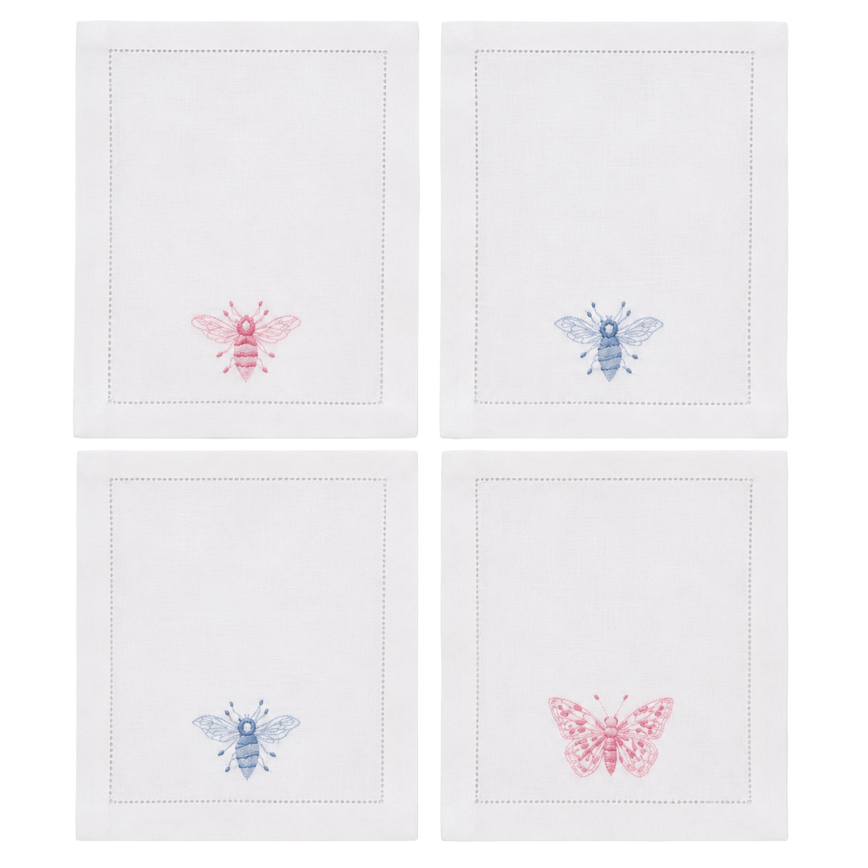 Lin-de-Chateau-Bee--Butterfly-Cocktail-Napkins--White_Pink--Blue--Set-of-4
