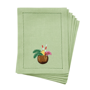 Lin de Château Green Tropical Cocktail Napkins – Set of 6