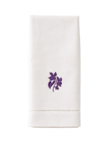 Lin de Château Hand-Embroidered Linen Guest Towel – Purple Floral