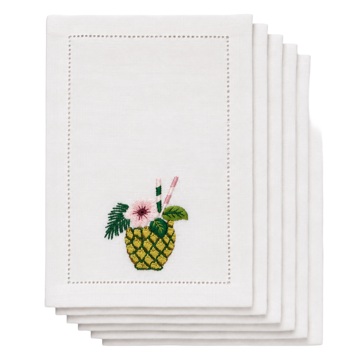 Lin-de-Chateau-White-Tropical-Cocktail-Napkins---Set-of-6
