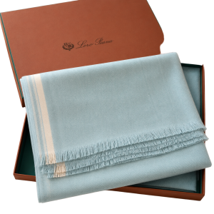 Loro Piana Herringbone Virgin Wool Throw - Soft Acqua