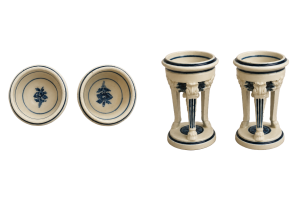Pair of Blue and White Porcelain Open Salt Cellars