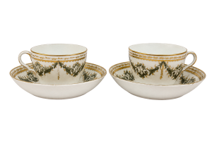 Pair of Chelsea Porcelain Teacups
