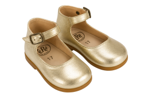 PèPè Leather Mary Jane Shoe - Gold