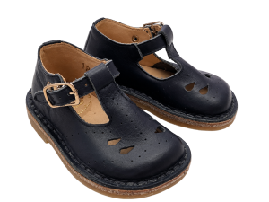 PèPè Leather T-Strap Shoe – Navy