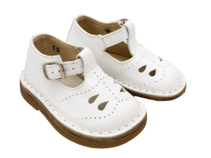 PèPè Leather T-Strap Shoe – White