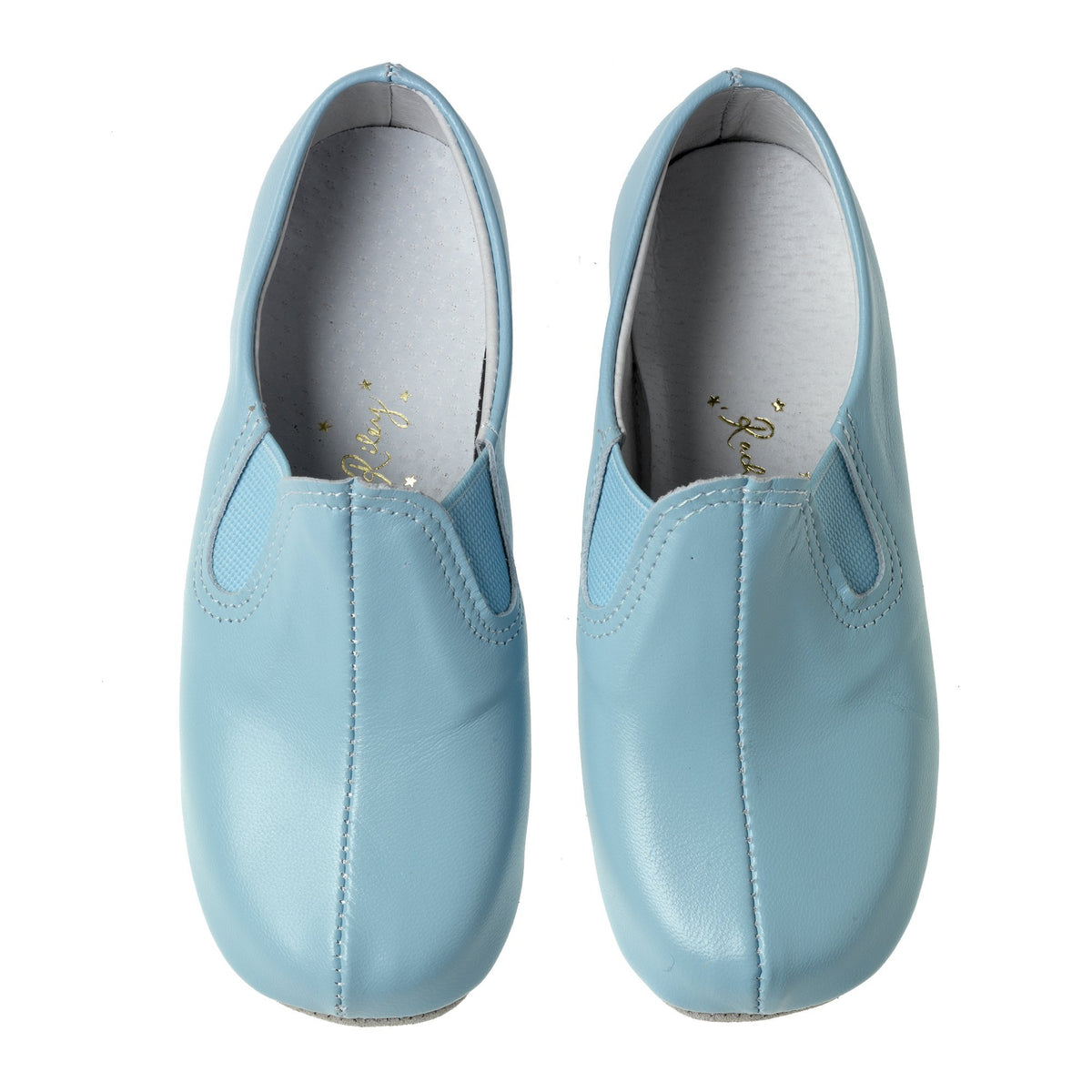 Rachel Riley Leather Elastic Slippers - Pale Blue