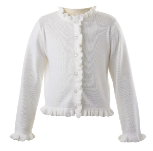 Rachel Riley Frill Cardigan with Jewel Buttons - Ivory