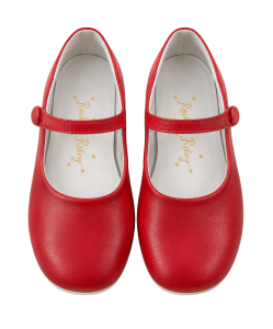 Rachel Riley Leather Button Strap Slipper - Red