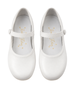Rachel Riley Leather Button Strap Slipper - White