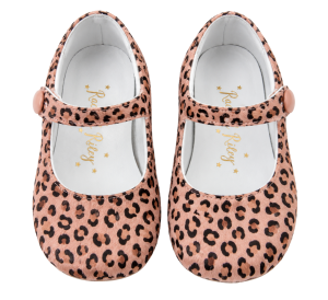 Rachel Riley Pink Leopard Button Strap Slipper