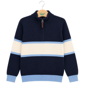 Rachel Riley Stripe Half Zip Sweater