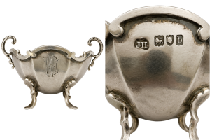 Silver Footed Bowl with Scroll Handles