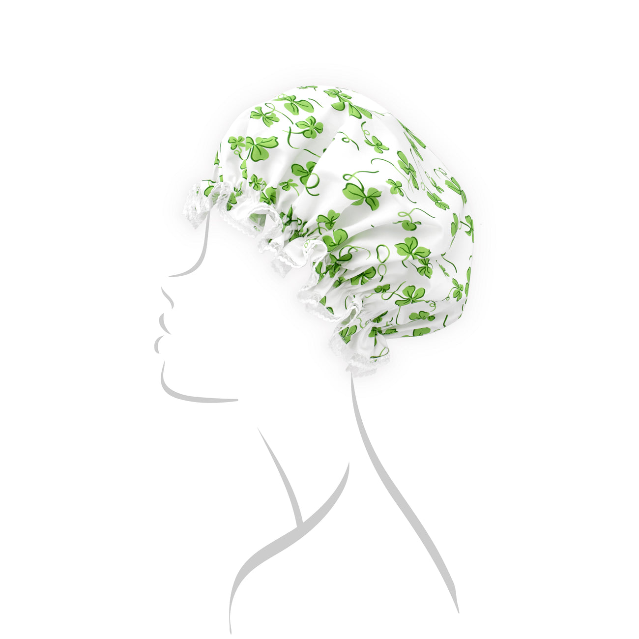 D. Porthault Shower Cap - Trèfles "Clovers" Green