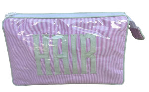 Walker Valentine Large Helen Cosmetic Case Lavender & White Stripe/Mint HAIR