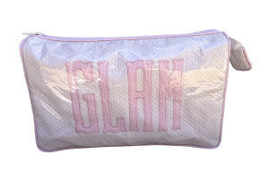 Walker Valentine Large Helen Cosmetic Case White Matelasse/Pale Pink GLAM
